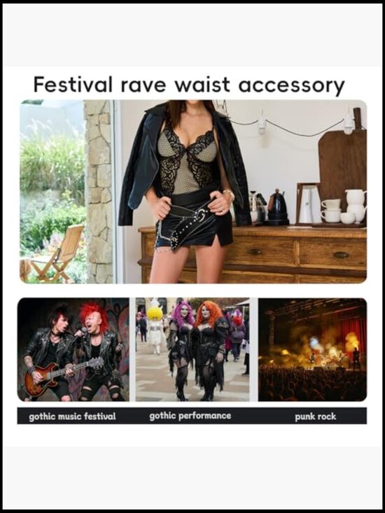 Wide Punk Gothic Studded Rivet Belt Detachable Crystal Waist Chain Y2K Emo